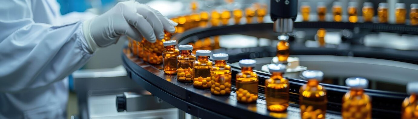Fließband Tablettenproduktion