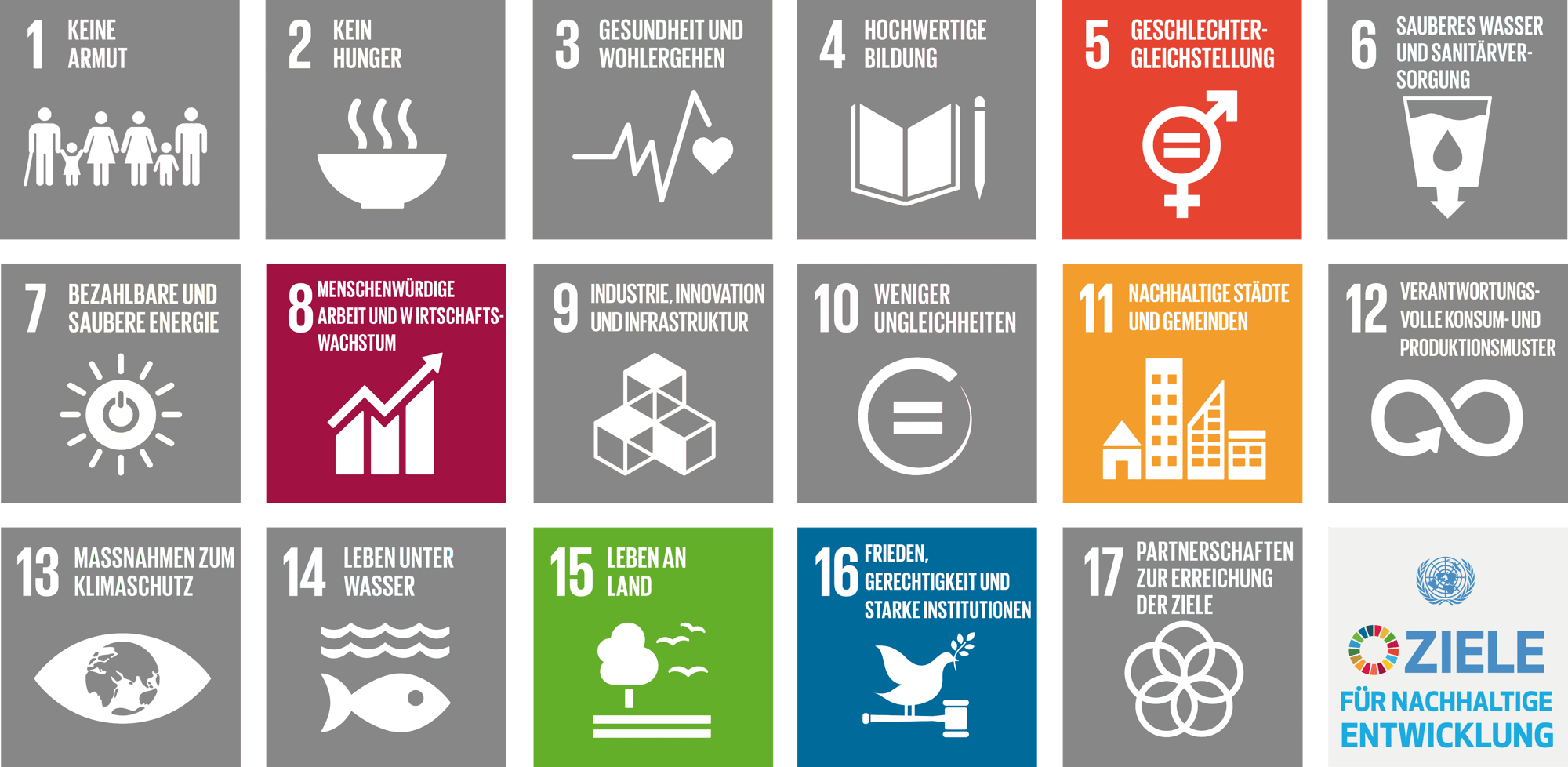 SDGs Ziele für nachhaltige Entwicklung der Vereinten Nationen