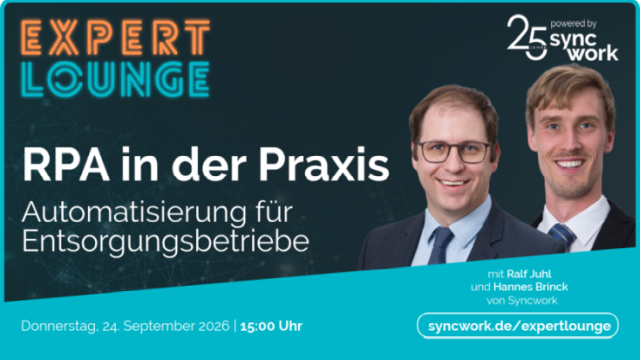 EXPERT LOUNGE (EXLO) RPA in der Praxis für Entsorgungsbetriebe mit Ralf Juhl und Hannes Brinck