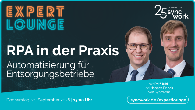 EXPERT LOUNGE (EXLO) RPA in der Praxis für Entsorgungsbetriebe mit Ralf Juhl und Hannes Brinck