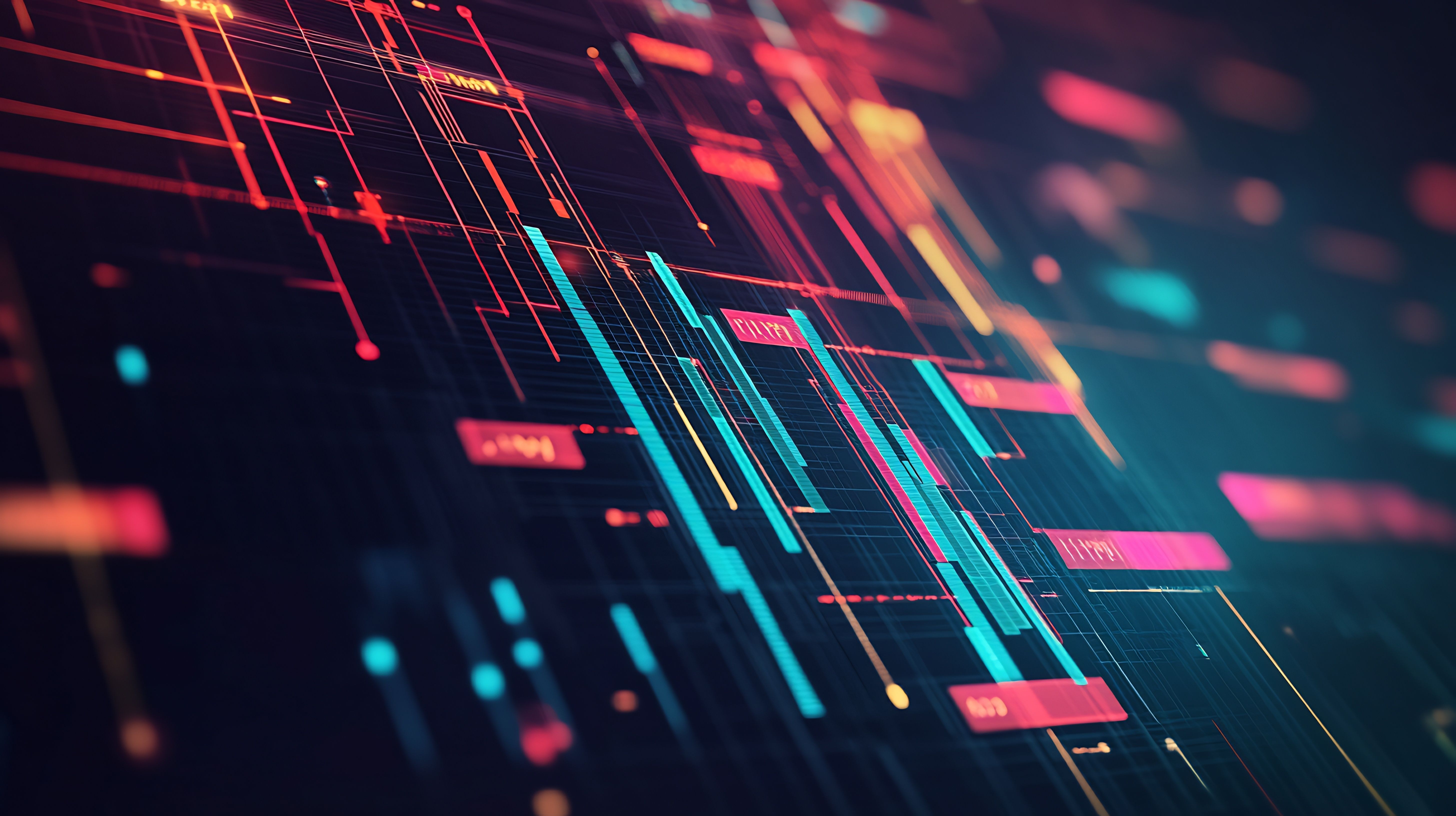Gantt-Diagrammen: Abstrakte Balken und Linien repräsentieren Projektzeitpläne, Aufgabenabhängigkeiten und die Gesamtstruktur des Projektmanagementse63cad58