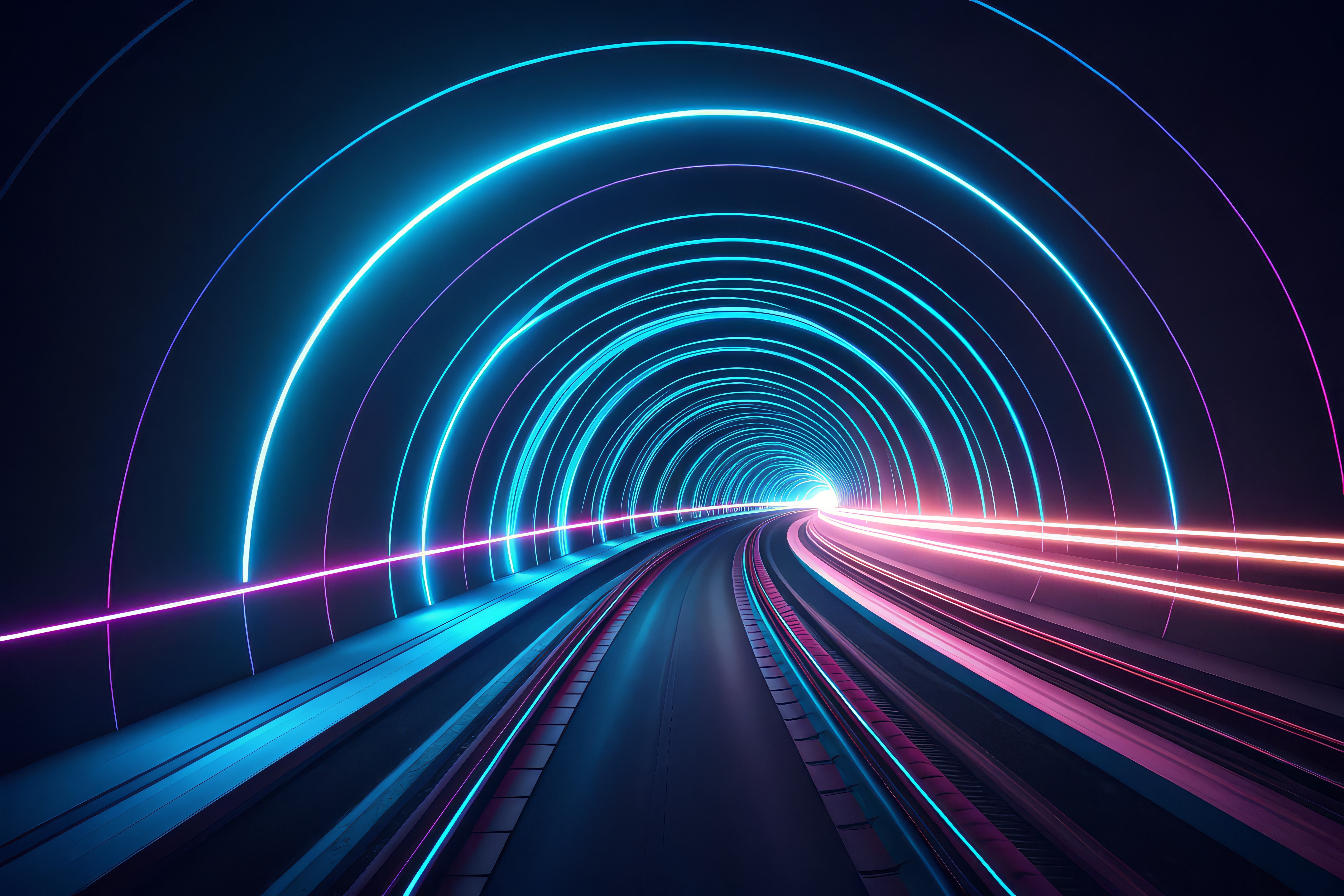 Leuchtende Bewegungsstreifen in einem Tunnel